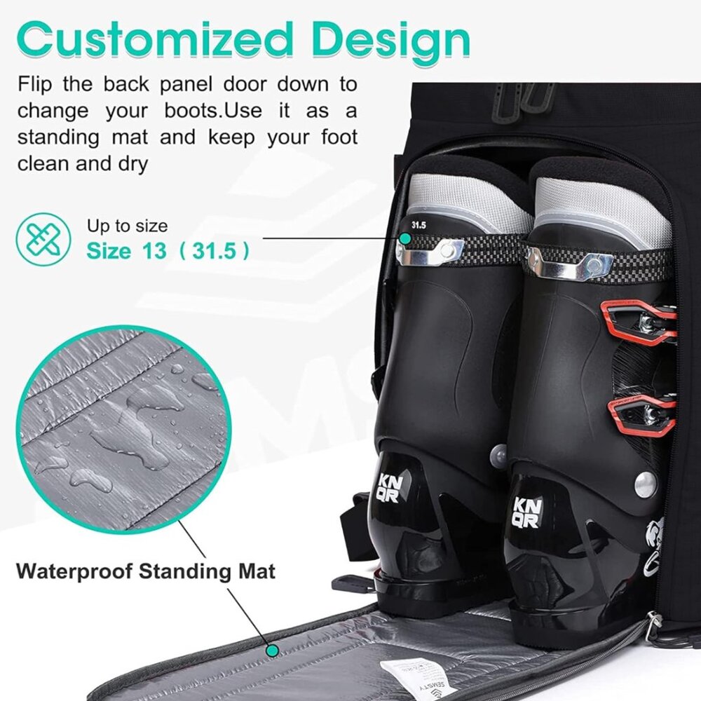 Ski Boot Bag, 55L Waterproof Ski and Snowboard Boots Travel Backpack - Picture 6 of 6